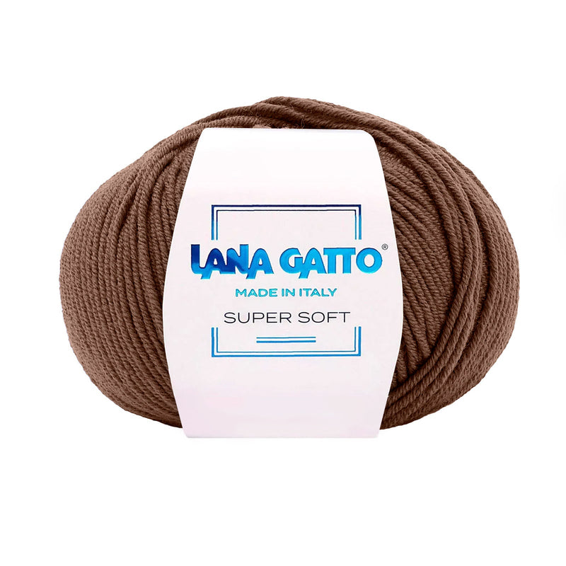 Gomitolo 100% Pura Lana Vergine Merino Extrafine, Lana Gatto Linea Super Soft - Tonalità Marrone
