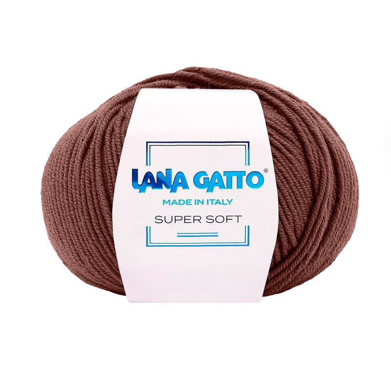 Gomitolo 100% Pura Lana Vergine Merino Extrafine, Lana Gatto Linea Super Soft - Tonalità Marrone