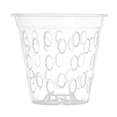 Transparent Kalapanta orchid pot with micro-holes and raised bottom