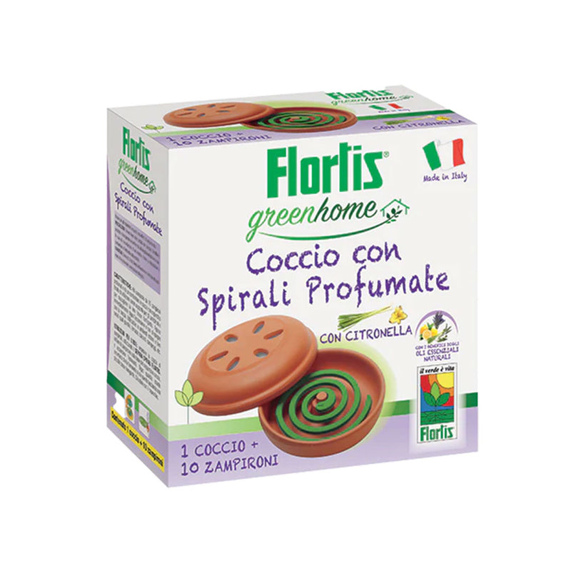 Flortis - Coccio con zampironi profumati - Astuccio da 1 coccio + 10 zampironi