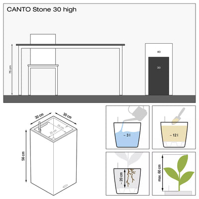 Lechuza - CANTO Stone High Vaso con Sistema di auto irrigazione integrato