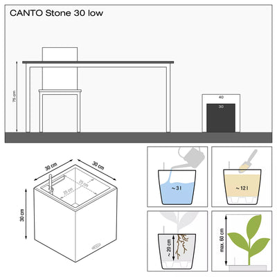 Vaso Canto Stone Low Lechuza - Sistema di auto irrigazione integrato