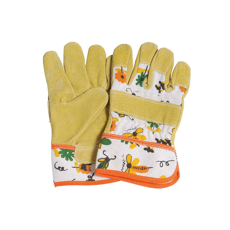 Verdemax - Patterned leather and cotton garden glove for children, size S 