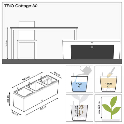 Lechuza - TRIO COTTAGE Outdoor planter with integrated self-watering system