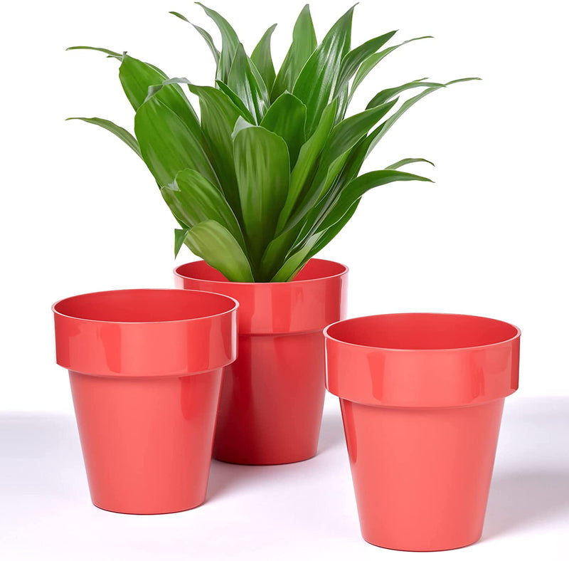Kalapanta Set 3 Vasi In Plastica Lucida Blu Con Fondo Rialzato - Diametro 14 Cm Per Interni Ed Esterni