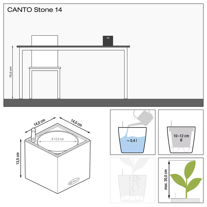 Lechuza - CANTO Stone 14 Vaso da tavolo