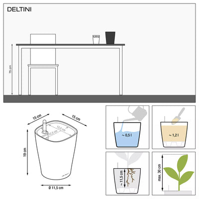 Vaso Deltini Premium Lechuza - Vaso di design con sistema di auto irrigazione