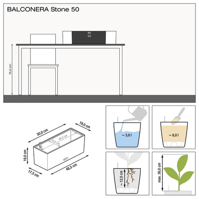 Lechuza - BALCONERA Stone Fioriera con sistema di irrigazione integrato