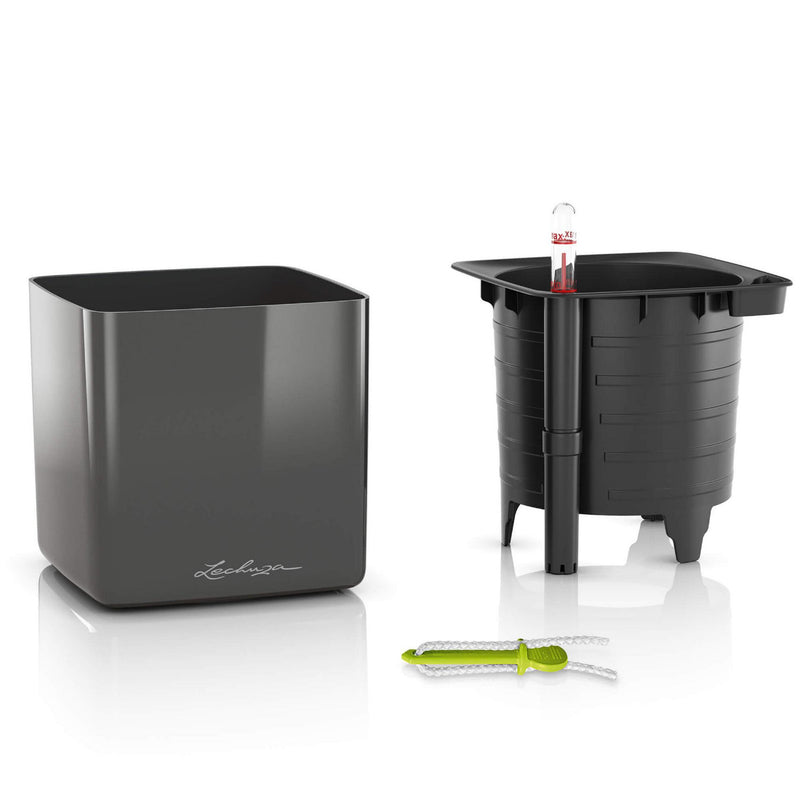 Cube Glossy Lechuza - Vaso di design con sistema di auto irrigazione - Colore lucido