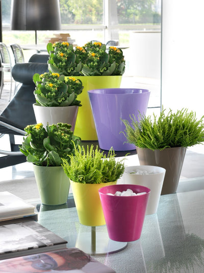 Estoril Teraplast vaso 6 litri, vari colori, con riserva d’acqua, in plastica di qualità design Made in Italy