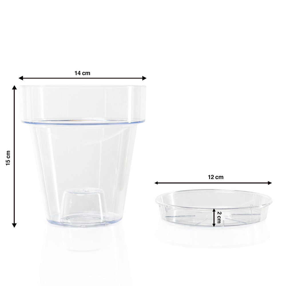 Towwoo Vaso Per Orchidee In Plastica Trasparente Con Fori E Sottovaso, 3 Pezzi – Diametro 14 Cm, Per Phalaenopsis E Piante Verdi