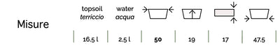 Paros 50 - Fioriera in plastica 100% riciclata con riserva d'acqua