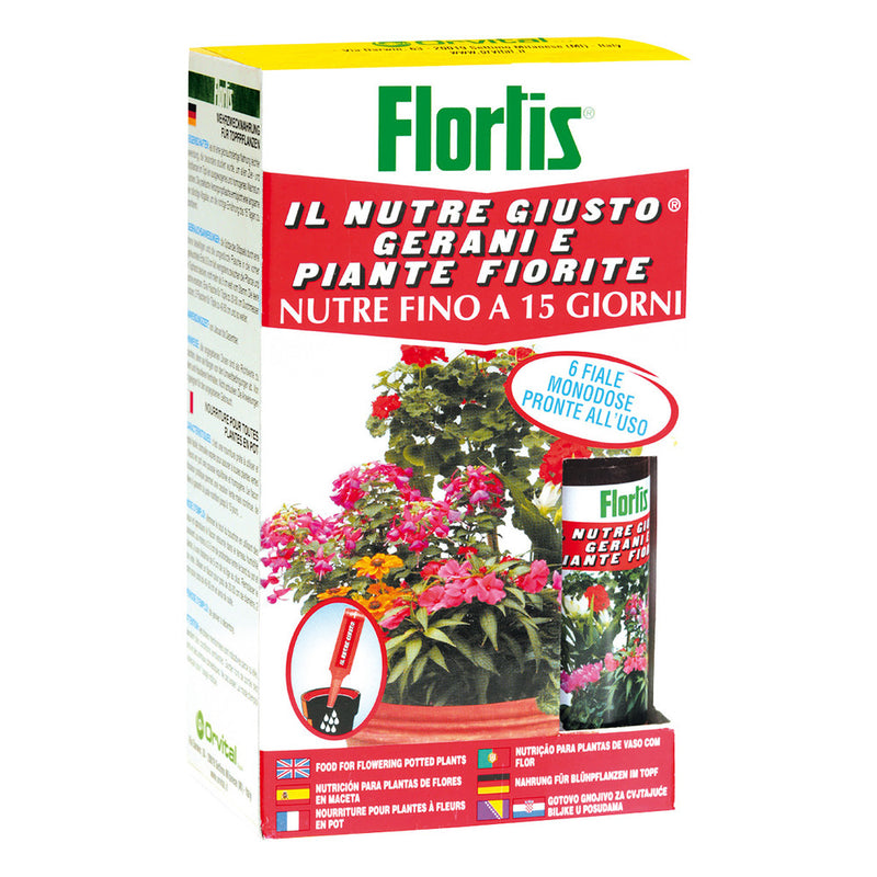 Flortis Il Nutre Giusto Gerani e Piante Fiorite - 6 Fiale da 35ml