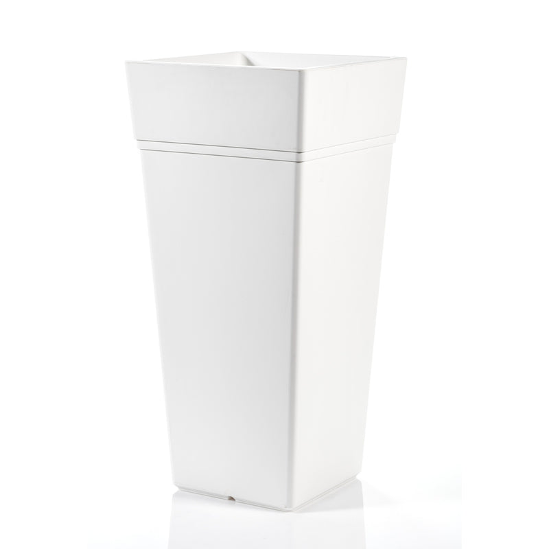 Stalk Teraplast vaso quadrato 21 litri, vari colori, con riserva d’acqua, in plastica di qualità design Made in Italy - Bianco
