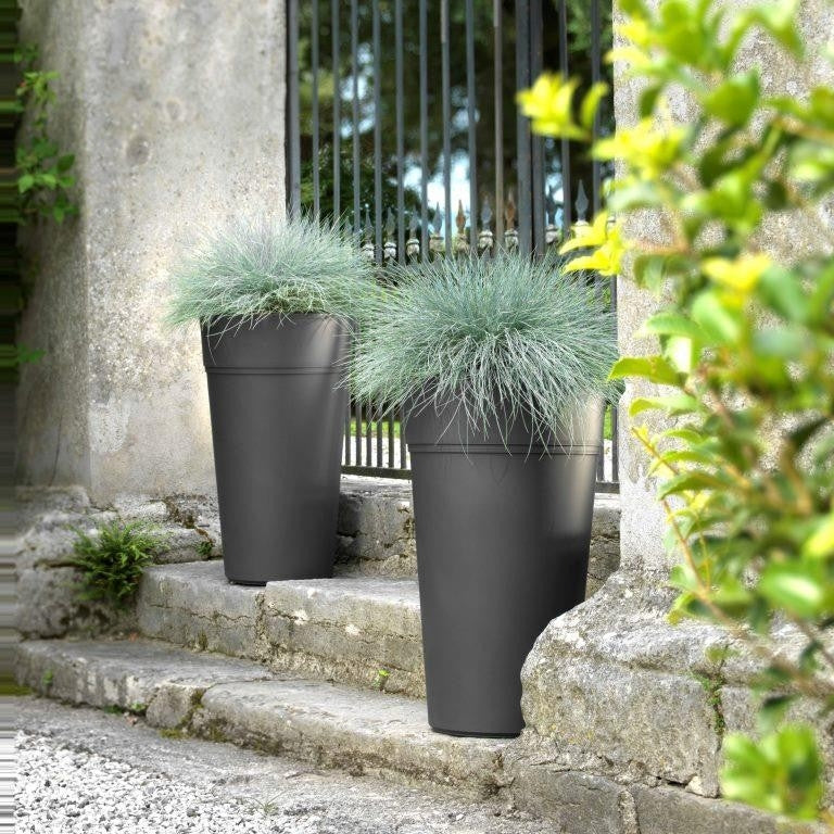 Stem Teraplast vaso rotondo 14 litri, vari colori, con riserva d’acqua, in plastica di qualità design Made in Italy