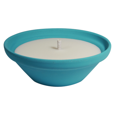 Flortis Vaso in terracotta con candela alla citronella - Creta - azzurro